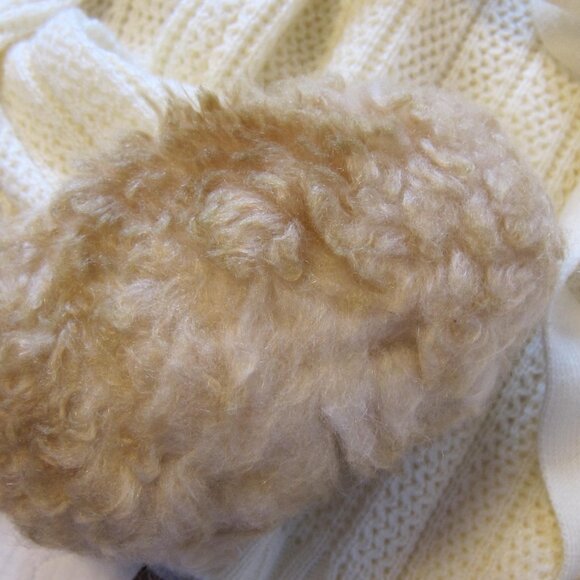 Vintage 70s ELAN FAUX FUR COLLAR CUFFS Knit WRAP SWEATER COAT - Picture 6 of 10